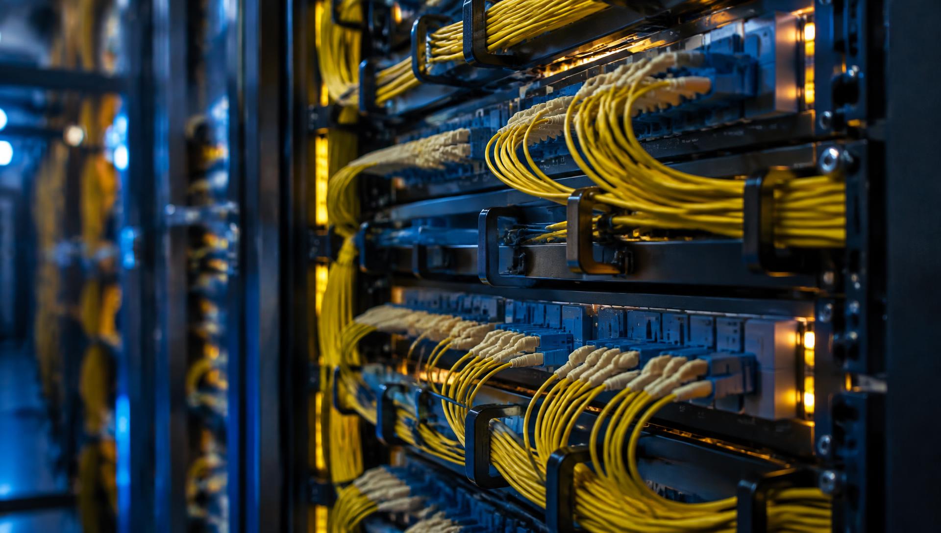 Optical fiber patch panels in a telecom rack